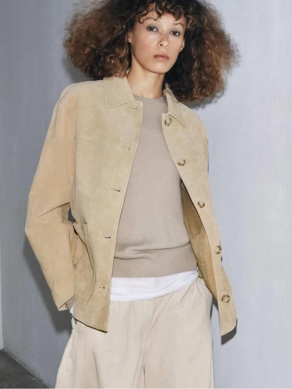 Zara NWT 100% leather suede jacket butter Small 2969/061